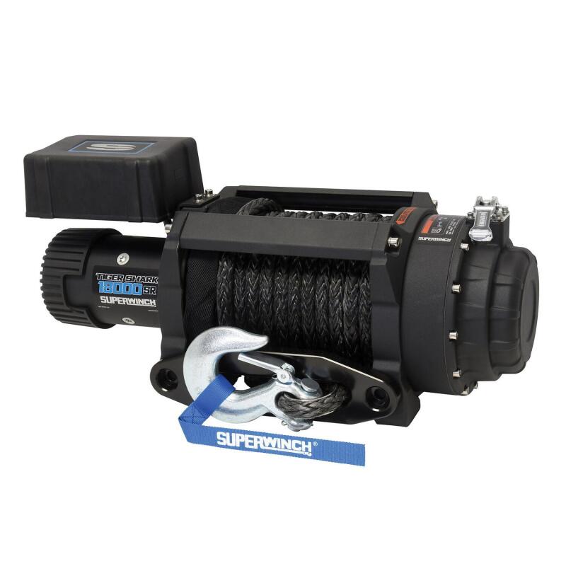 Superwinch 18000 LBS 12V DC 33/64in x 79 ft Synthetic Rope Tiger Shark 18000SR Winch - Racecraft Industries