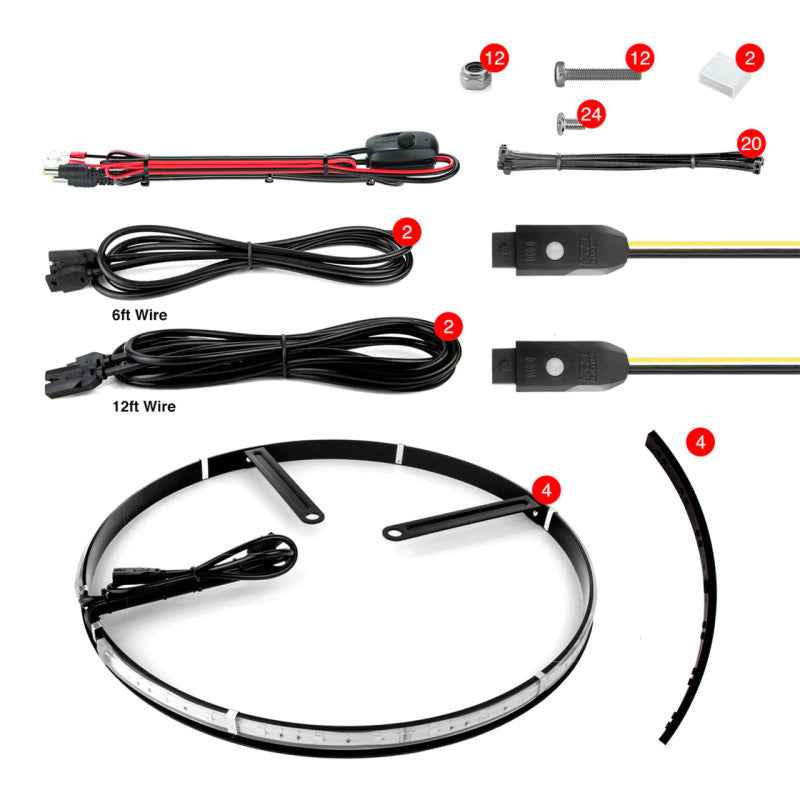 XK Glow Adjustable Wheel Ring Light Kit XKchrome App controlled w/ Turn Signal Function 4pc 15-18In - Racecraft Industries