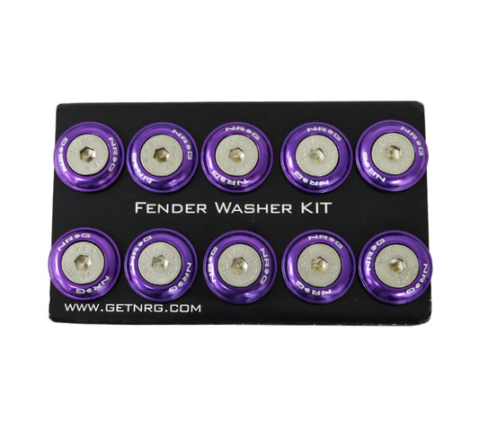 NRG Fender Washer Kit w/Rivets For Plastic (Purple) - Set of 10 - Racecraft Industries