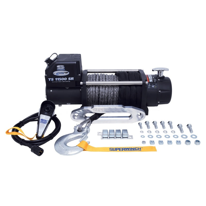 Superwinch 11500 LBS 12V DC 3/8in x 80ft Synthetic Rope Tiger Shark 11500 Winch - Racecraft Industries