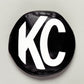 KC HiLiTES 8in. Round Soft Cover (Pair) - Black w/White KC Logo - Racecraft Industries