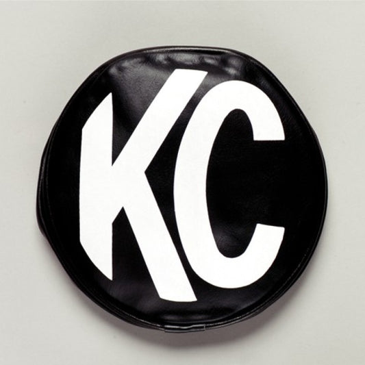 KC HiLiTES 5in. Round Soft Cover (Pair) - Black w/White KC Logo - Racecraft Industries