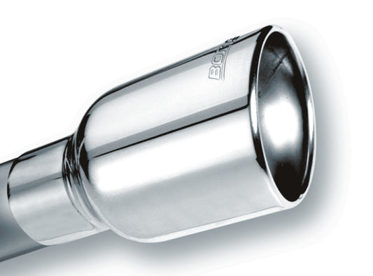 Borla Universal Polished Tip Single Oval Rolled Angle-Cut w/Clamp (inlet 2 1/2in. Outlet 4 1/4 x 3 1 - Racecraft Industries