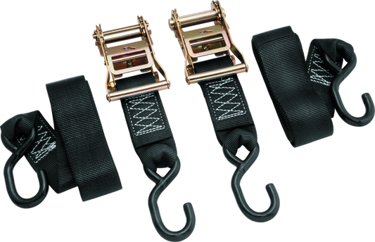 BikeMaster 2x84in Ratchet Tiedown Pair - Black - Racecraft Industries