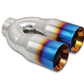 Vibrant 2.5in ID Dual 3.5in OD Round SS Tips (Double Wall, Straight Cut) with Burnt Blue Finish - Racecraft Industries