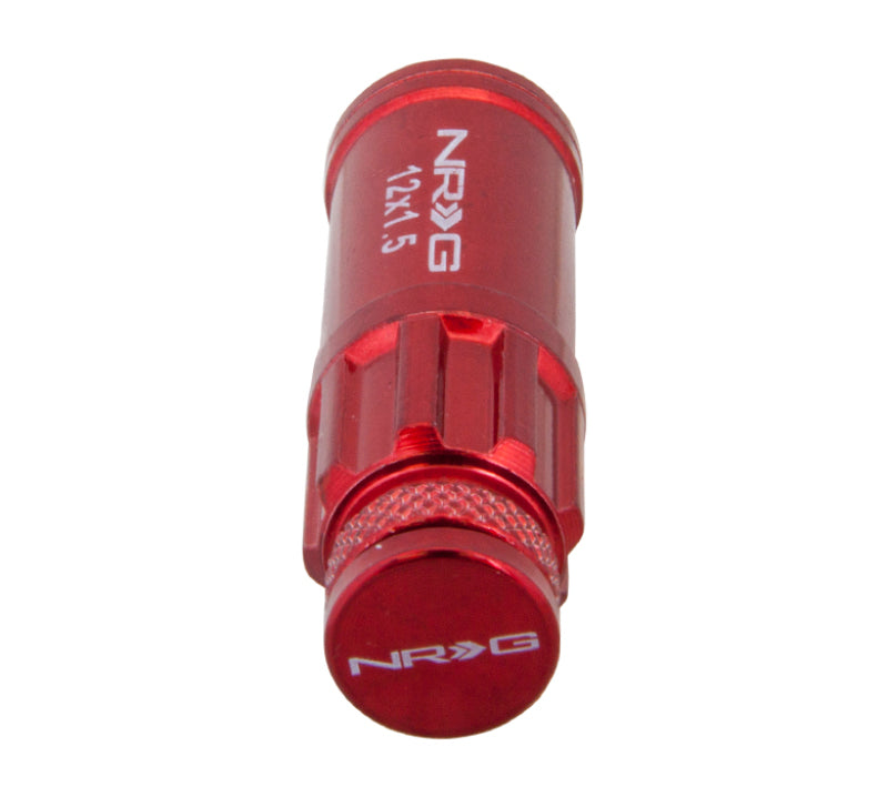 NRG 700 Series M12 X 1.5 Steel Lug Nut w/Dust Cap Cover Set 21 Pc w/Locks & Lock Socket - Red - Racecraft Industries