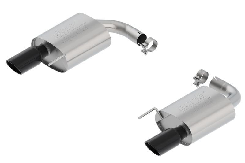 Borla Atak S Rear Section 15-17 Ford Mustang GT 5.0L V8 MT/AT 2.5in pipe 4in tip (Black Chrome) - Racecraft Industries