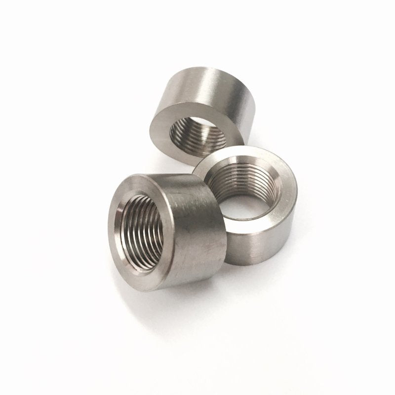 Ticon Industries 3/8in NPT Titanium Sensor Bung 1.5in to 5in Tubing - Coped End - Racecraft Industries
