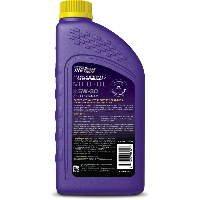 Royal Purple Premium Synthetic High Performance Multi-Grade 5W-30 Motor Oil - 1 Quart - Racecraft Industries