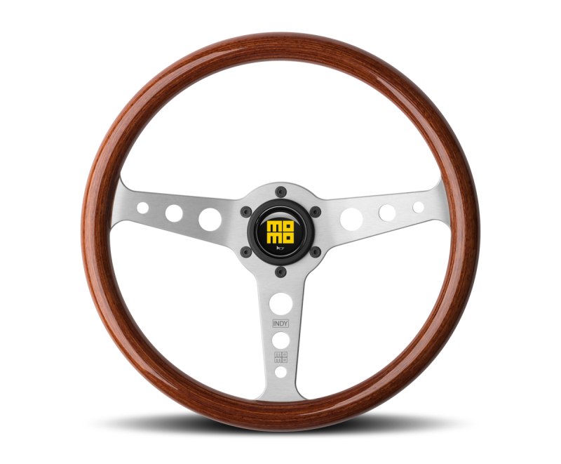 Momo Indy Steering Wheel 350 mm - Magoany Wood/Brshd Spokes - Racecraft Industries