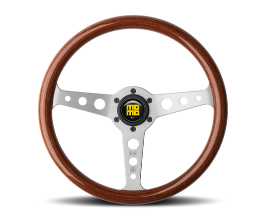 Momo Indy Steering Wheel 350 mm - Magoany Wood/Brshd Spokes - Racecraft Industries