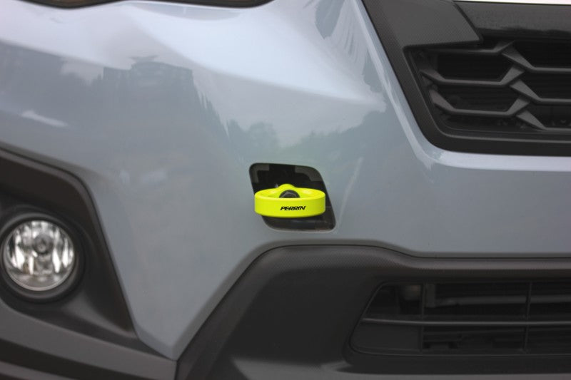 Perrin 2022 Subaru WRX / 18-21 Crosstrek / 14-21 Forester Tow Hook Kit (Front) - Neon Yellow - Racecraft Industries