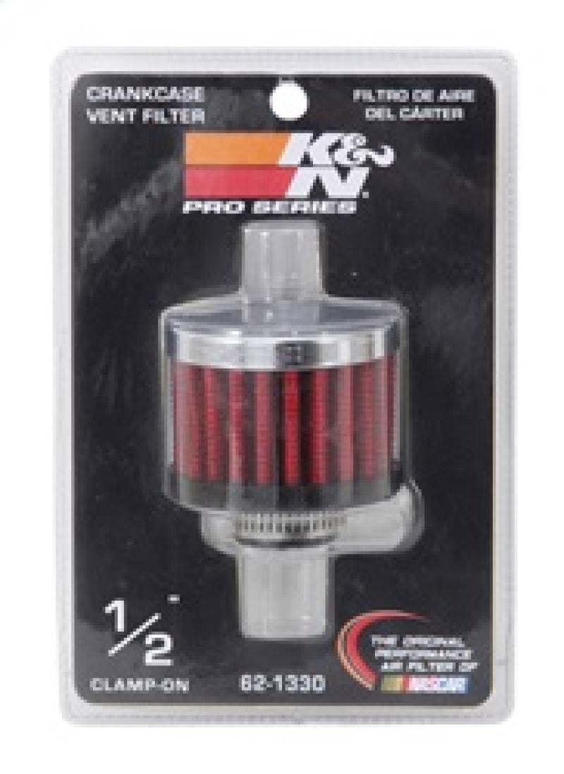 K&N Clamp On Rubber Base Crankcase Vent Filter 0.5in Flange ID 2in OD 1.5in Height - Racecraft Industries