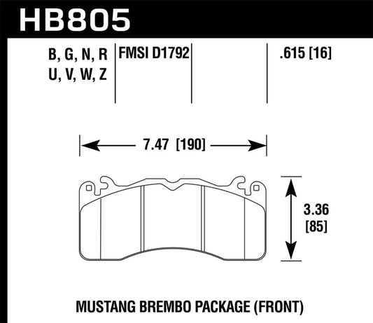 Hawk 15-17 Ford Mustang Brembo Package DTC-70 Front Brake Pads - Racecraft Industries