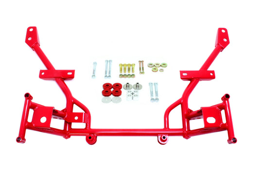 BMR 05-14 S197 Mustang K-Member w/ 1/2in Lowered Motor Mounts and STD. Rack Mounts - Red - Racecraft Industries