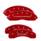 MGP 4 Caliper Covers Engraved Front Gen 5/Camaro Engraved Rear Gen 5/RS Red finish silver ch - Racecraft Industries