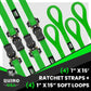 Rhino USA Medium Duty Ratchet Strap Tie-Down 4-Pack (Green) - Racecraft Industries