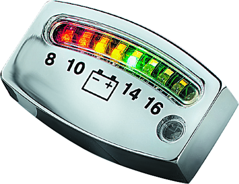 Kuryakyn LED Battery Gauge Universal Chrome - Racecraft Industries
