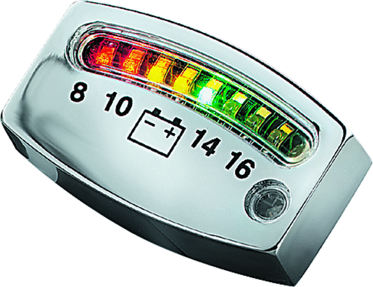 Kuryakyn LED Battery Gauge Universal Chrome - Racecraft Industries