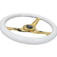 NRG Classic Wood Grain Steering Wheel (350mm) White Grip w/Chrome Gold 3-Spoke Center - Racecraft Industries
