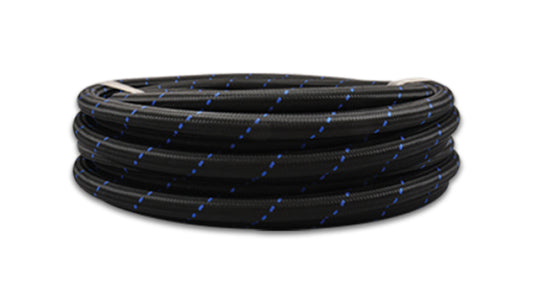 Vibrant -6 AN Two-Tone Black/Blue Nylon Braided Flex Hose (5 foot roll) - Racecraft Industries