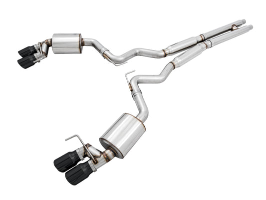 AWE Tuning 2018+ Ford Mustang GT (S550) Cat-back Exhaust - Touring Edition (Quad Diamond Black Tips) - Racecraft Industries