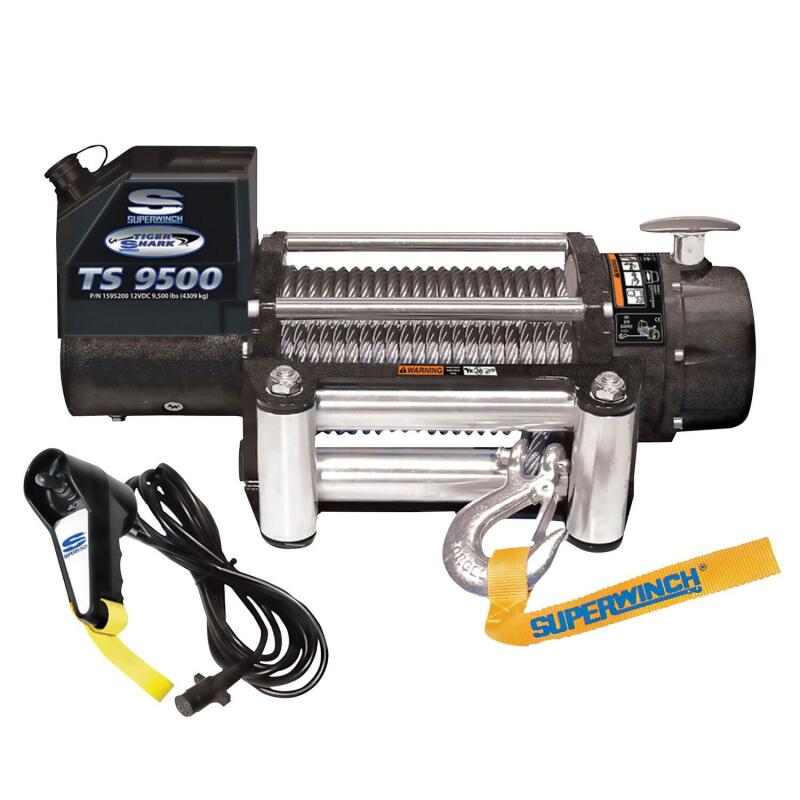 Superwinch 9500 LBS 12V DC 11/32in x 95ft Steel Rope Tiger Shark 9500 Winch - Racecraft Industries