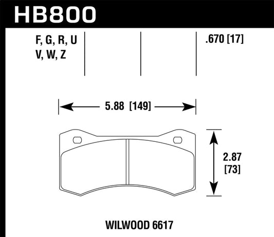 Hawk Willwood 6617 DTC-60 Race Brake Pads - Racecraft Industries