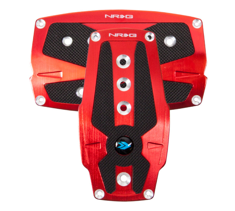NRG Brushed Aluminum Sport Pedal A/T - Red w/Black Rubber Inserts - Racecraft Industries
