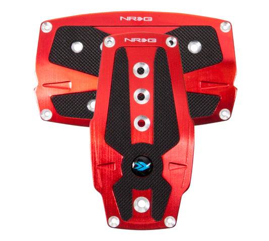 NRG Brushed Aluminum Sport Pedal A/T - Red w/Black Rubber Inserts - Racecraft Industries