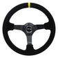 NRG Reinforced Steering Wheel (350mm / 3in. Deep) Blk Suede/X-Stitch w/5mm Blk Spoke & Yellow CM - Racecraft Industries