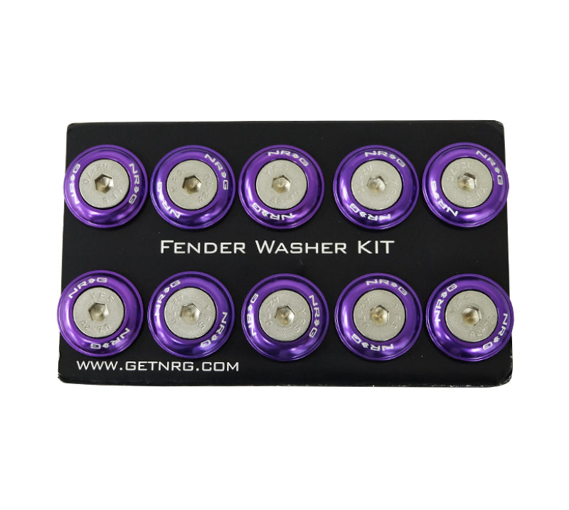 NRG Fender Washer Kit w/Rivets For Plastic (Purple) - Set of 10 - Racecraft Industries