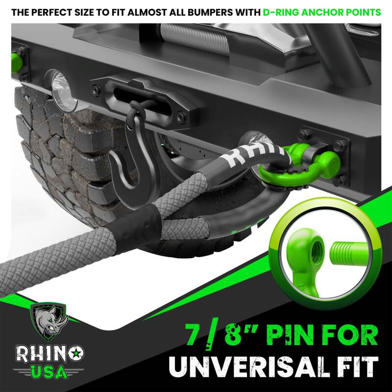 Rhino USA 3/4In D-Ring Shackle Set, Pack Of 2 (Black) - Racecraft Industries