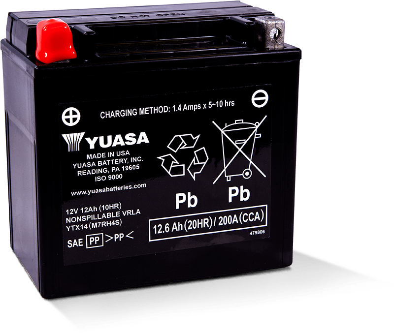 Yuasa YTX14 Maintenance Free AGM 12-Volt Battery - Racecraft Industries