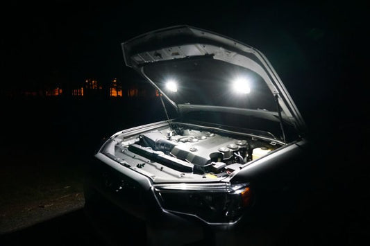 KC HiLiTES Cyclone 2in. LED Universal Under Hood Lighting Kit (Incl. 2 Cyclone Lights/Switch/Wiring) - Racecraft Industries