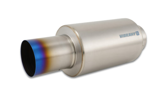Vibrant Titanium Muffler w/Straight Cut Burnt Tip 4in Inlet / 4in Outlet - Racecraft Industries