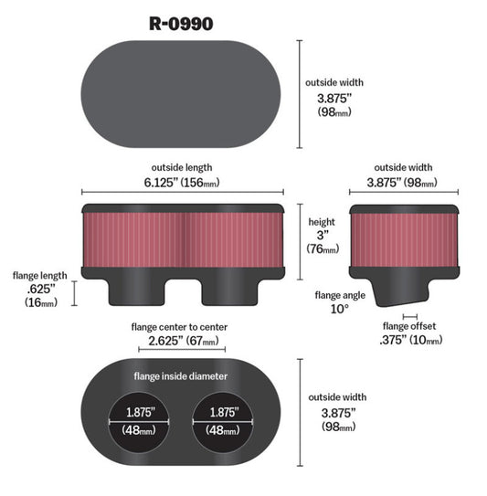 K&N Universal Rubber Filter - Racecraft Industries
