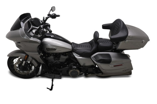 Mustang 23-24 HD CVO Rd Glide(ST), 2024 Rd Glide and Str Glide Touring Solo Seat - Black/Gray Stitch - Racecraft Industries