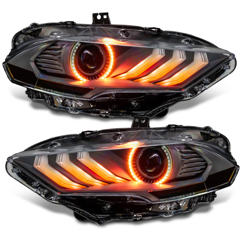 Oracle Lighting 18-23 Ford Mustang Dynamic ColorSHIFT LED Headlights - Black Series SEE WARRANTY - Racecraft Industries