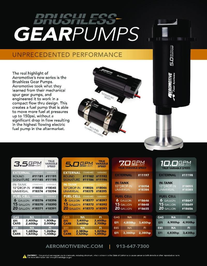 Aeromotive Brushless Spur Gear Fuel Pump w/TVS Controller - Universal - In-Tank - 5gpm - Racecraft Industries