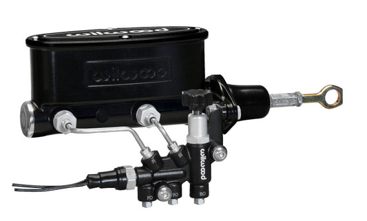 Wilwood HV Tandem M/C Kit w L/H Bracket & Prop Valve - 7/8in Bore Black-W/Push. - Early Mustang - Racecraft Industries