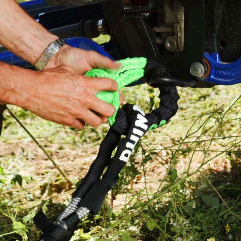 Rhino USA 7/8In X 30Ft Kinetic Rope Recovery Kit W/Soft Shackles (Green) - Racecraft Industries