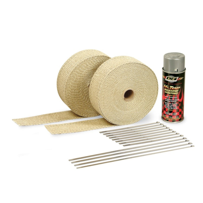 DEI Exhaust Wrap Kit - Tan Wrap & Aluminum HT Silicone Coating (Aerosol) - Racecraft Industries