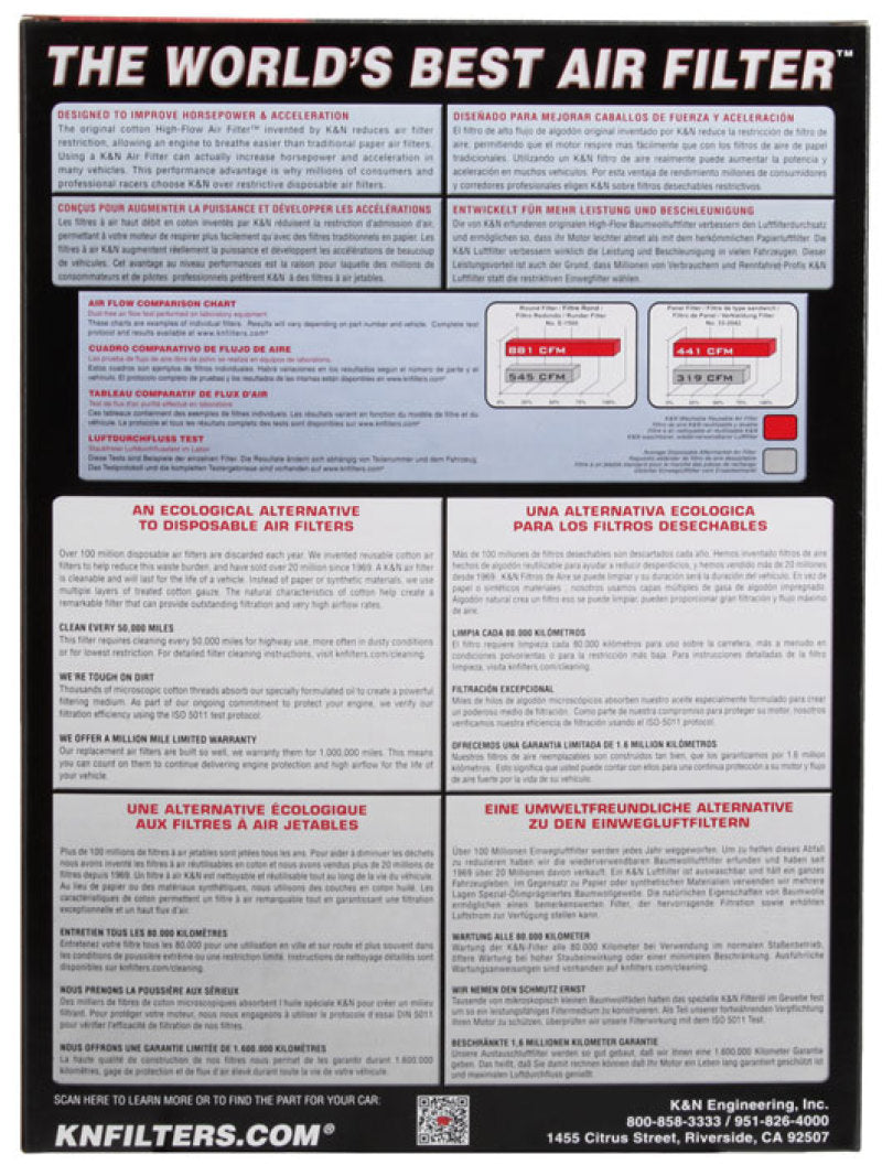 K&N Custom Oval Air Filter 7.75in OW X 14.625in OL x 2in H - Racecraft Industries