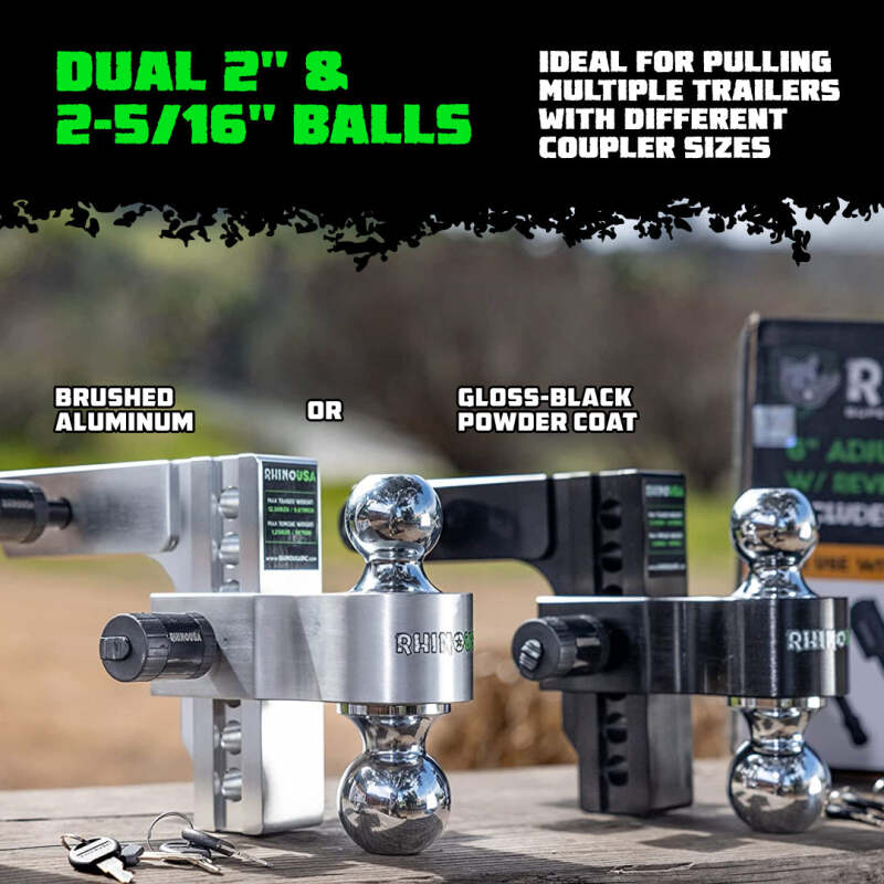 Rhino USA 6In Heavy Duty Drop Hitch - 2In (Silver) - Racecraft Industries