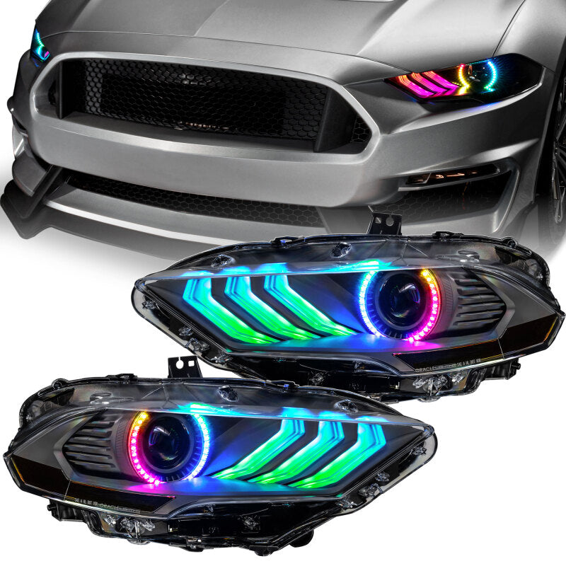 Oracle Lighting 18-23 Ford Mustang Dynamic ColorSHIFT LED Headlights - Black Series SEE WARRANTY - Racecraft Industries