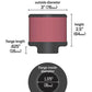 K&N 1.375in Flange ID x 3in OD x 2.5in H Rubber Base Crankcase Vent Filter - Racecraft Industries