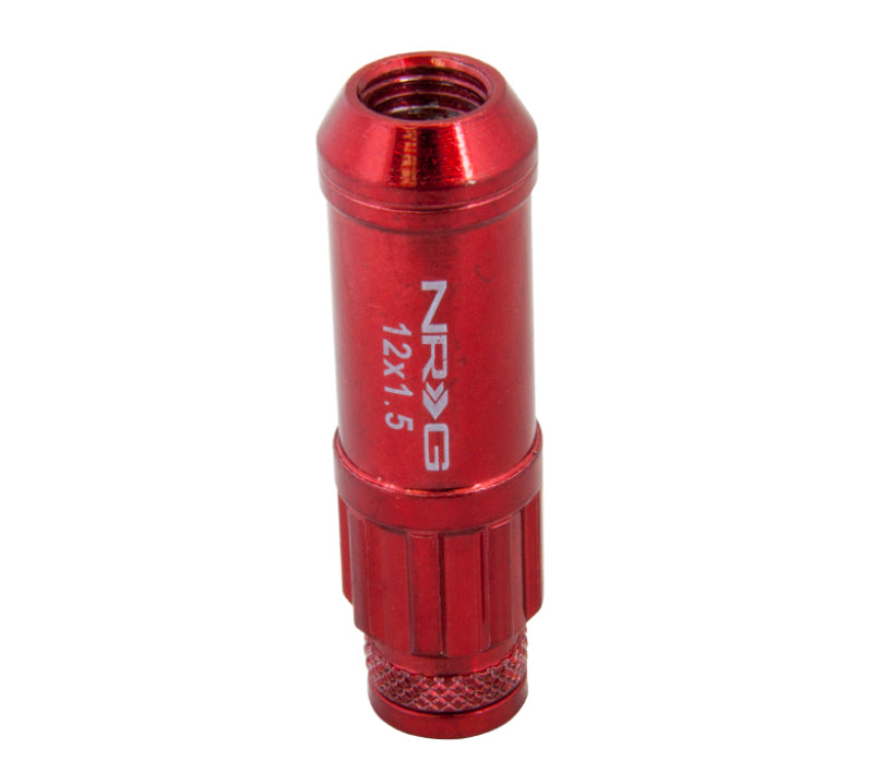 NRG 700 Series M12 X 1.5 Steel Lug Nut w/Dust Cap Cover Set 21 Pc w/Locks & Lock Socket - Red - Racecraft Industries