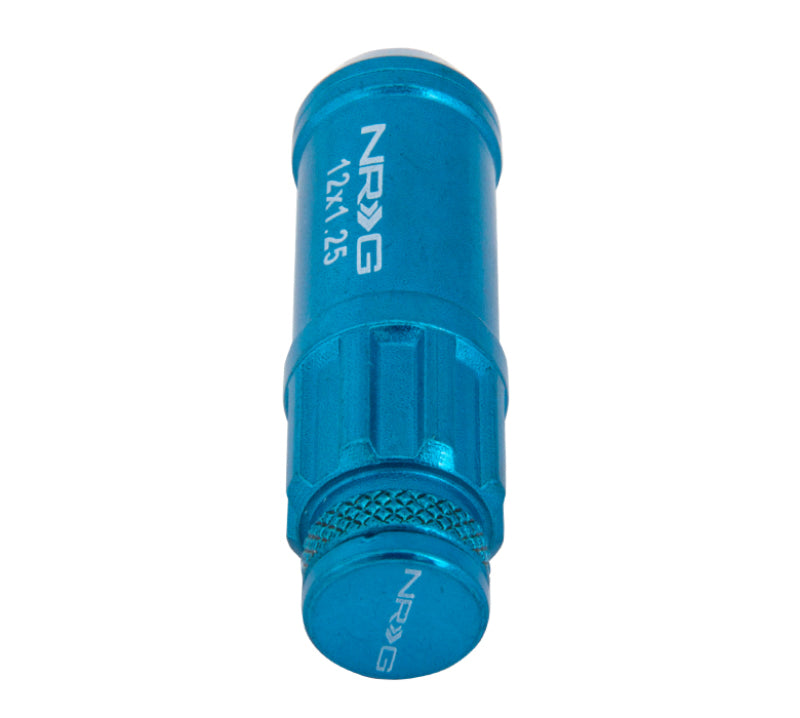 NRG 700 Series M12 X 1.25 Steel Lug Nut w/Dust Cap Cover Set 21 Pc w/Locks & Lock Socket - Blue - Racecraft Industries