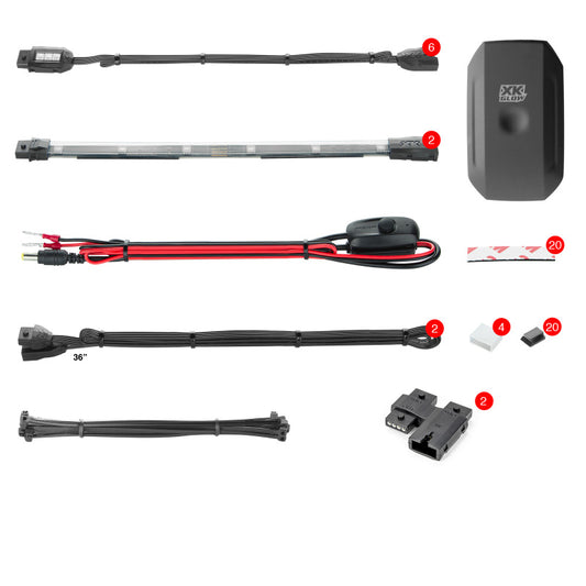 XK Glow Strip Million Color XKCHROME Smartphone App ATV/Motorcycle LED Light Kit 6xPod + 2x10In - Racecraft Industries